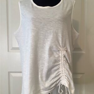 Time and Tru White Sleeveless Tank with Side Drawstring Ruche